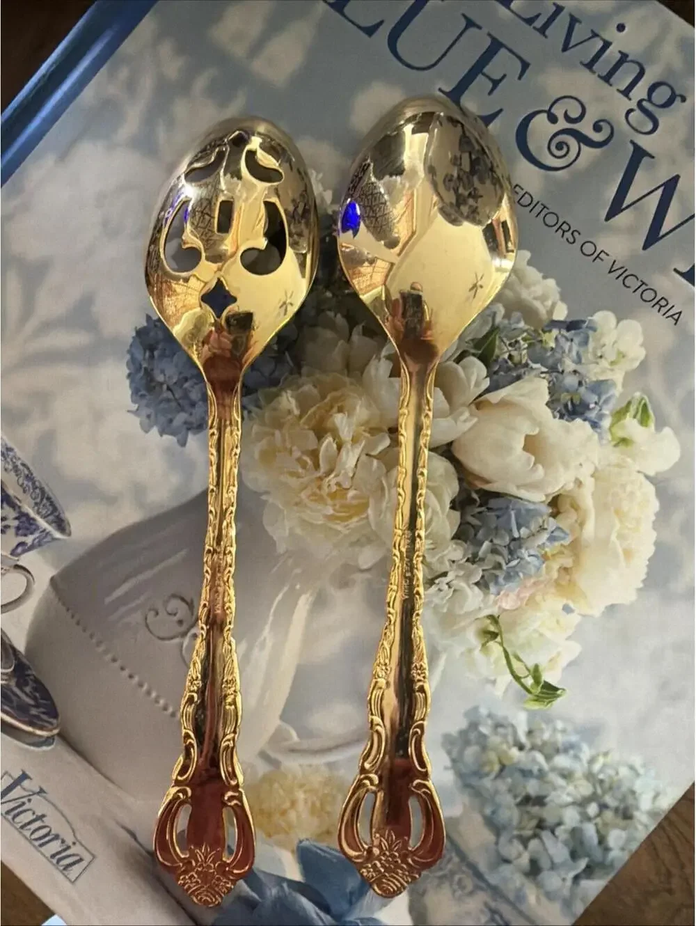 Wallace Silver “Countess” Gold Hostess Serving Set – 2 Pieces